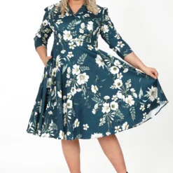 Petal Floral Swing Dress In Extended Sizing