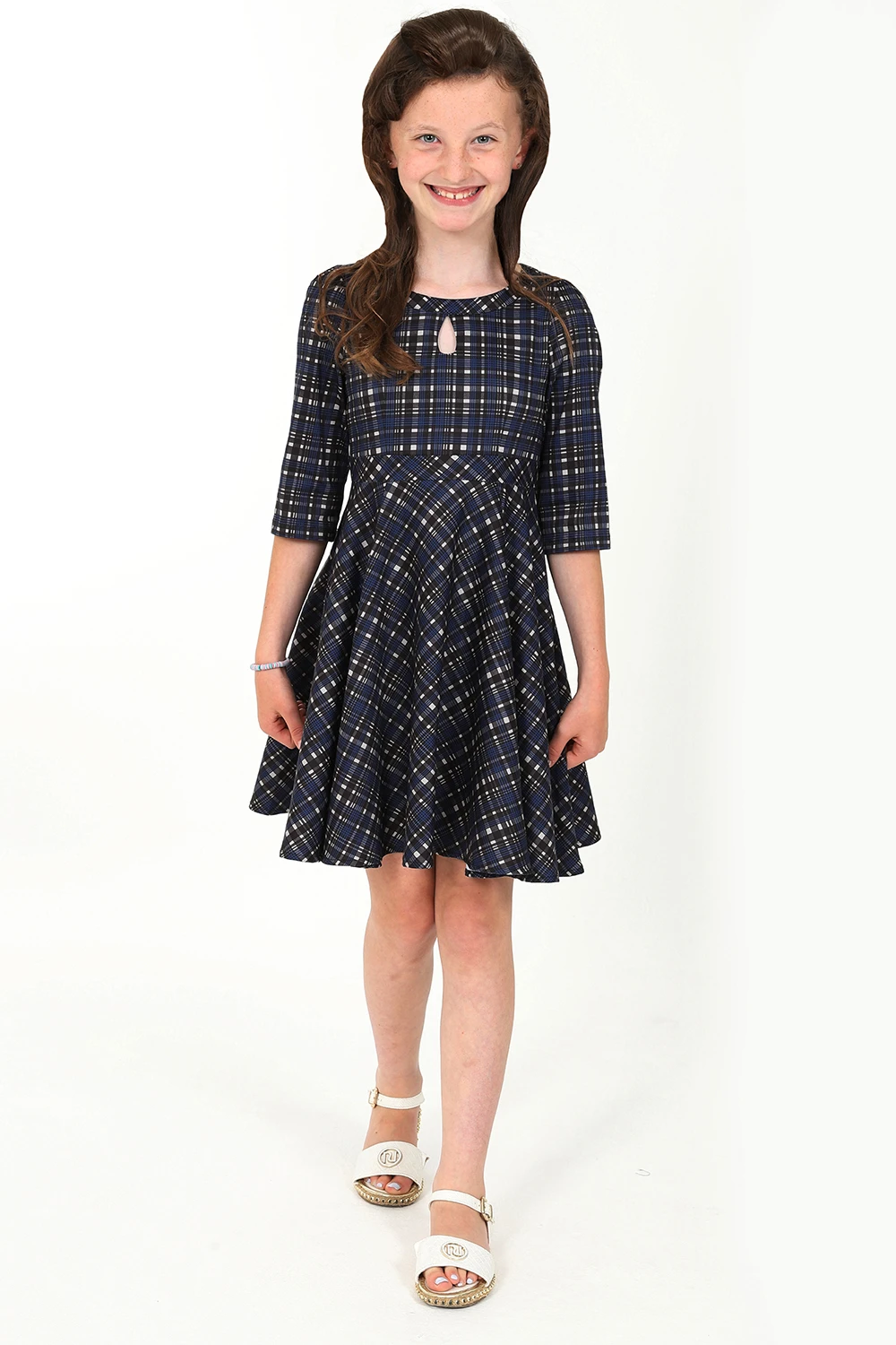 Anna Check Swing Dress In Kids