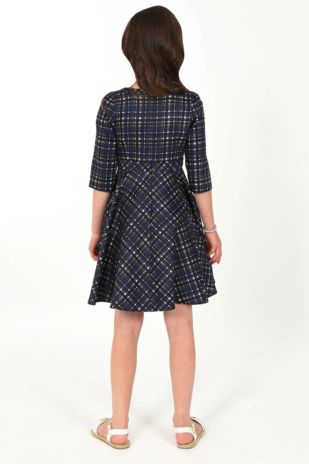 Anna Check Swing Dress In Kids - Image 2