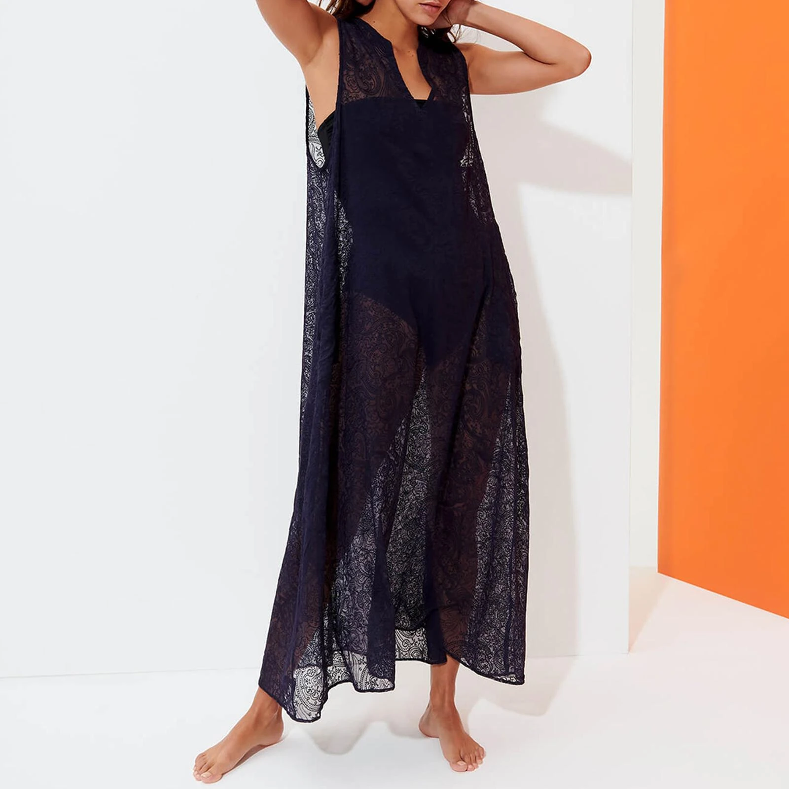 Vilebrequin Navy Silk Lace Dress