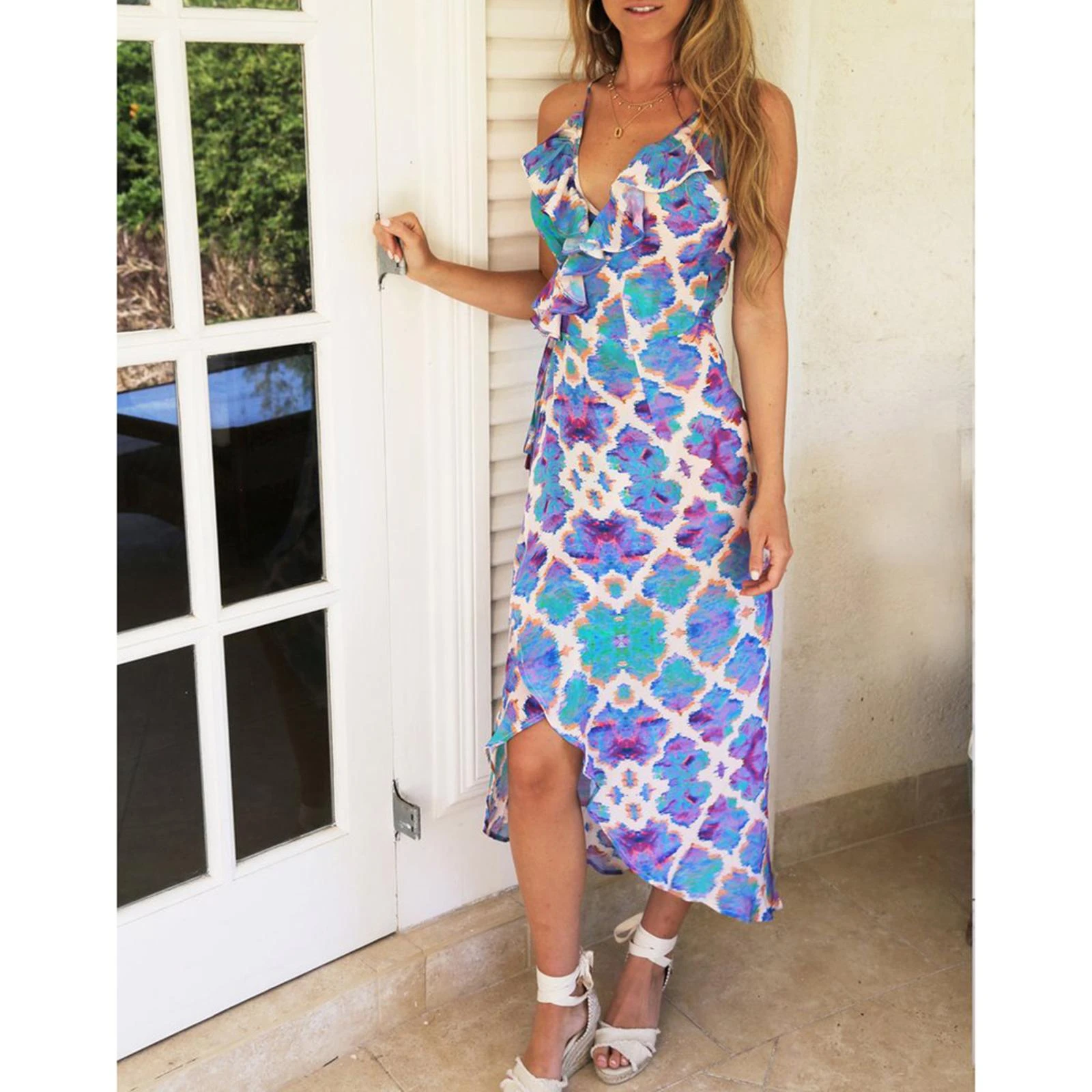 Sophia Alexia Orchid Paradise Midi Wrap Dress - Image 3