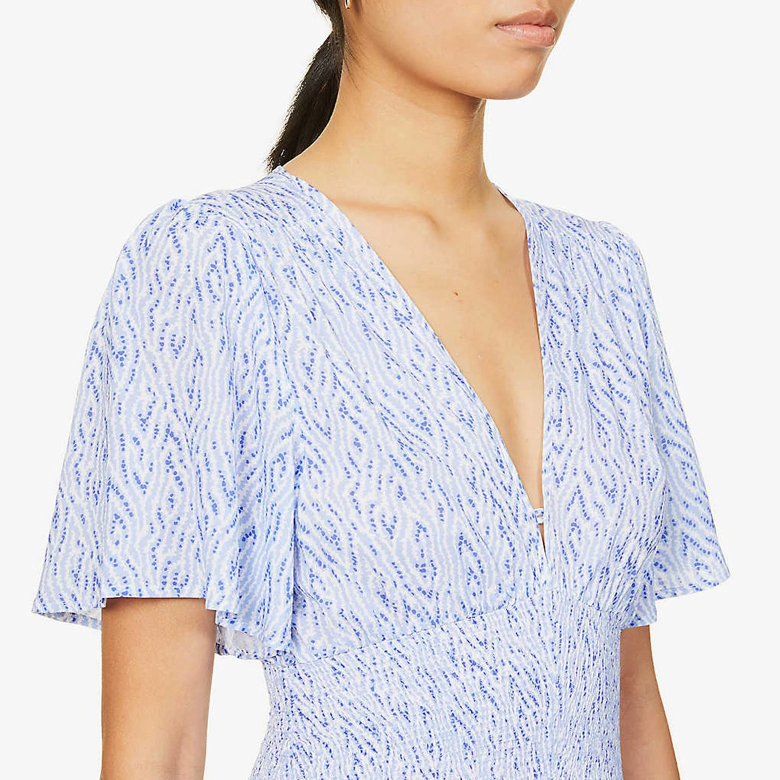 Heidi Klein Blue Periwinkle Embers Angel Sleeve Maxi Dress - Image 2