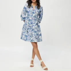 Heidi Klein Blue Seashells V Neck Tunic Dress