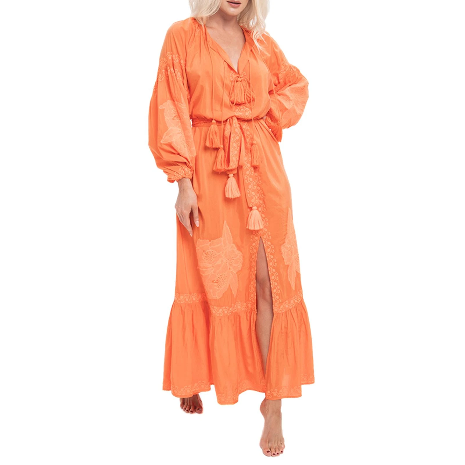 Pranella Taffi Maxi Dress Orange-Neon Orange - Image 2