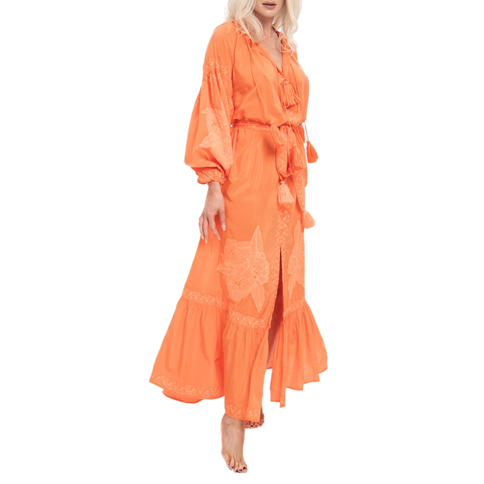 Pranella Taffi Maxi Dress Orange-Neon Orange - Image 3