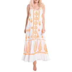 Pranella White & Tangerine Atzaro Dress