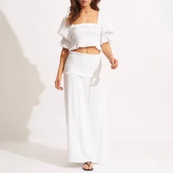 Seafolly White Caspian Strapless Dress/Skirt