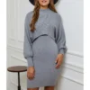 SOFT CASHMERE Grey Cashmere Blend High Neck Jumper Dress