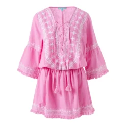 Melissa Odabash Pink & White Martina Dress