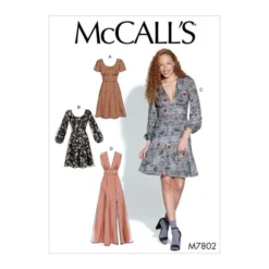McCalls Sewing Pattern 7802 (A5) - Misses Dress 6-14 M7802 6-14