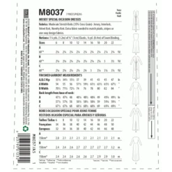 McCalls Sewing Pattern 8037 (E5) - Mara Misses Occasion Dress 14-22 M8037E5 14-22