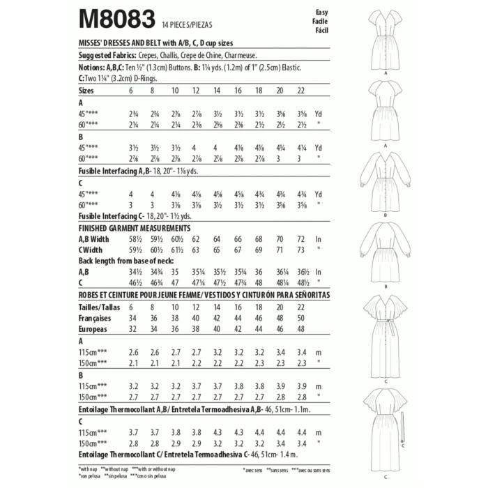 McCalls Sewing Pattern 8083 (E5) - Misses Dress & Coat 14-22 M8083E5 14-22 - Image 7