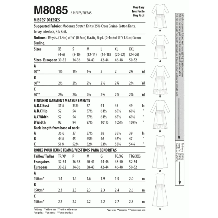McCalls Sewing Pattern 8085 (ZZ) - Misses Dress L-XXL M8085ZZ L-XXL - Image 8