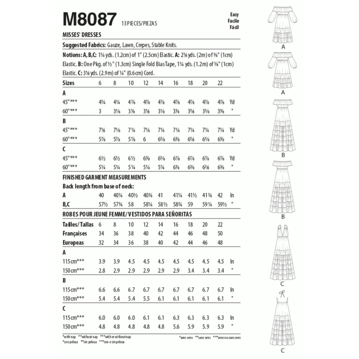 McCalls Sewing Pattern 8087 (A5) - Misses Dress 6-14 M8087A5 6-14 - Image 6