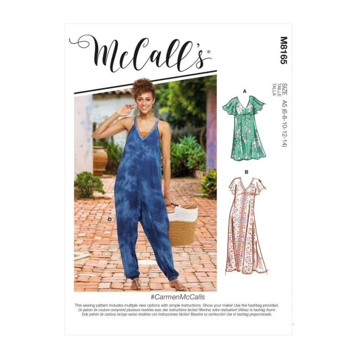 McCalls Sewing Pattern 8165 (A5) - Carmen Dress & Jumpsuit 6-14 M8165A5 6-14 - Image 2