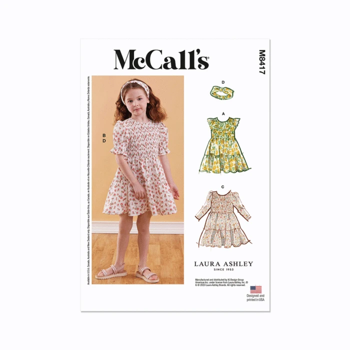 McCall's Sewing Pattern 8417 (A) Children's Dress By Laura Ashley 3-4-5-6-7-8