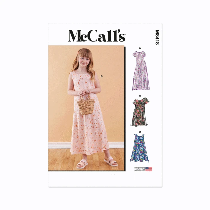 McCall's Sewing Pattern 8418 (A) Girls' Dress In Two Lengths 7-8-10-12-14-16