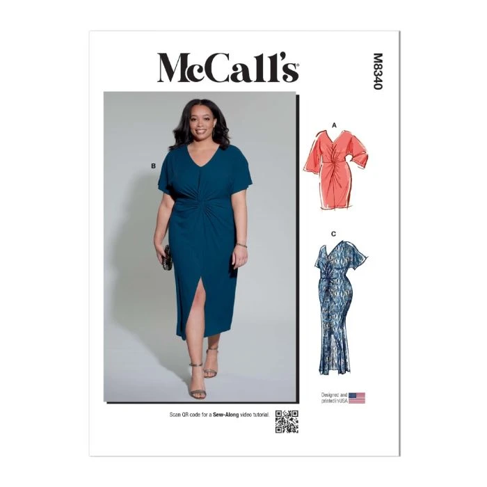 McCalls Sewing Pattern 8340 (W3) - Womens Knit Dress 30-38 8340 30W-38W - Image 2