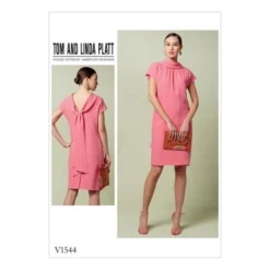 Vogue Sewing Pattern 1544 (A5) - Misses Dress With Collar & Tie 6-14 V1544 6-14
