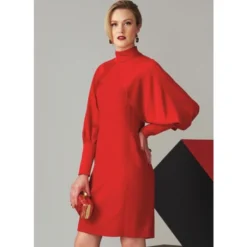 Vogue Sewing Pattern 1565 (E5) - Misses Dress With Full Sleeves 14-22 V1565 14-22