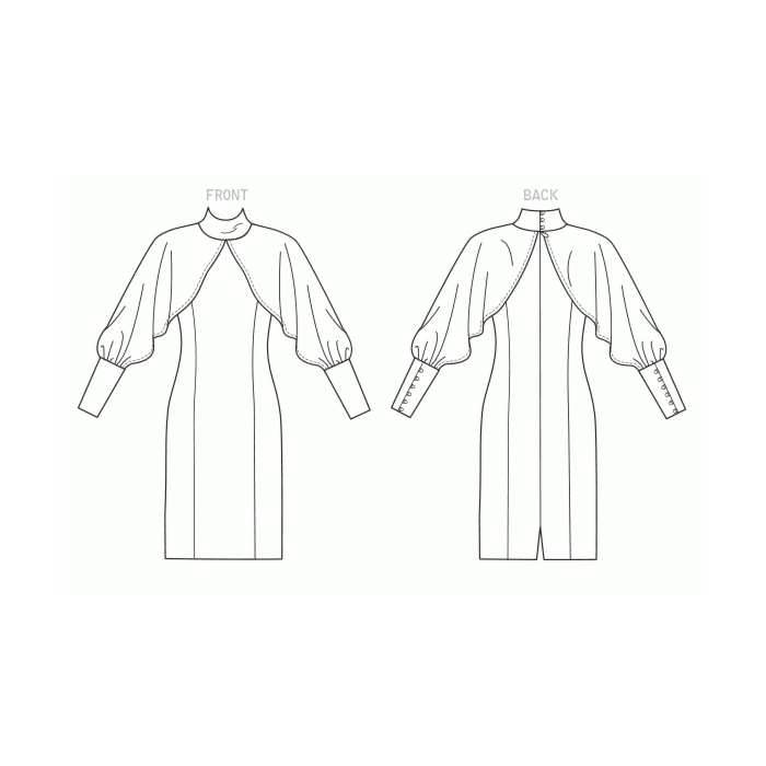 Vogue Sewing Pattern 1565 (E5) - Misses Dress With Full Sleeves 14-22 V1565 14-22 - Image 7