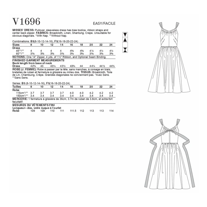 Vogue Sewing Pattern 1696 (B5) - Misses Dress V1696B5 8-16 V1696B5 8-16 - Image 6