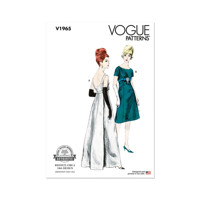 Vogue Sewing Pattern 1965 (B5) Misses' One Piece Evening Dress 8-16