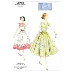 Vogue Sewing Pattern 8789 (E5) - Misses Dress & Cummerbund 14-22 V8789 14-22