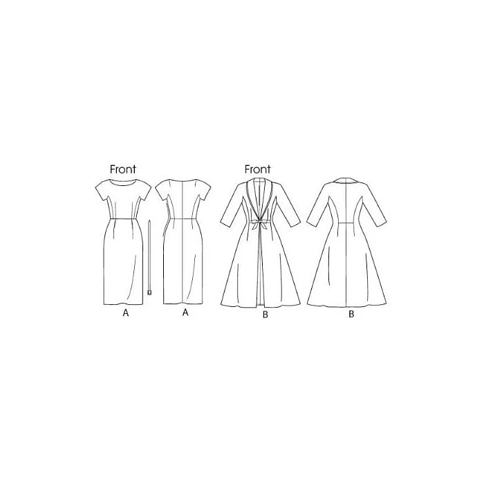 Vogue Sewing Pattern 8875 (F5) - Misses Dress Belt Coat 16-24 V8875F5 16-24 - Image 3