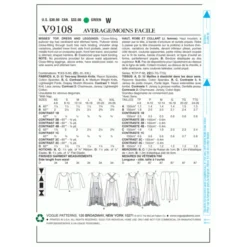 Vogue Sewing Pattern 9108 (ZZ) - Misses Top Dress & Leggings L-XXL V9108 L-XXL