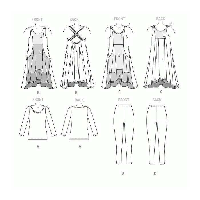 Vogue Sewing Pattern 9108 (Y) - Misses Top Dress & Leggings V9108 S-M V9108 S-M - Image 9