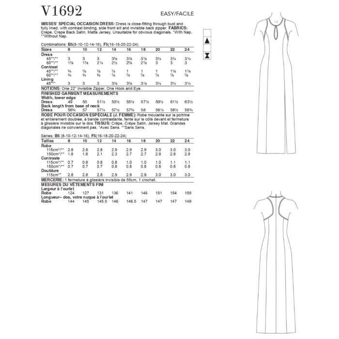 Vogue Sewing Pattern 1692 (B5) - Misses Special Occasion Dress 8-16 V1692B5 8-16 - Image 5