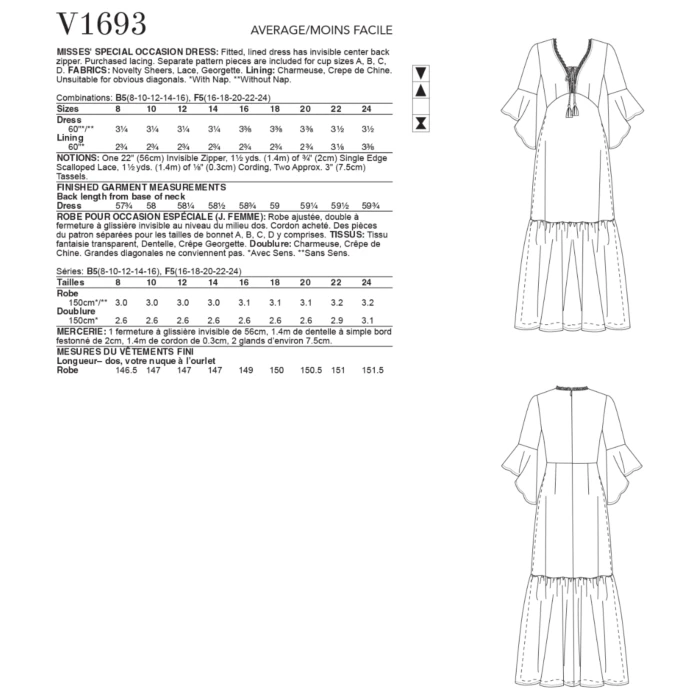 Vogue Sewing Pattern 1693 (B5) - Misses Special Occasion Dress 8-16 V1693B5 8-16 - Image 3