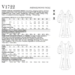 Vogue Sewing Pattern 1722 (F5) - Misses Special Occasion Dress 16-24 V1722F5 16-24