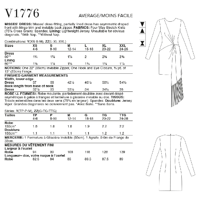 Vogue Sewing Pattern 1776 (Y) - Misses Dress XS-M V1776Y XS-M - Image 4