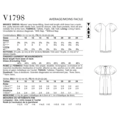 Vogue Sewing Pattern 1798 (B5) - Misses Dress V1798B5 8-16 V1798B5 8-16