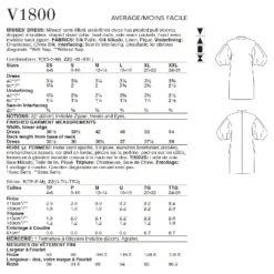 Vogue Sewing Pattern 1800 (ZZ) - Misses Dress V1800ZZ L-XXL V1800ZZ L-XXL