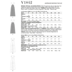 Vogue Sewing Pattern 1842 (B5) - Misses Occasion Dress 8-16 V1842B5 8-16