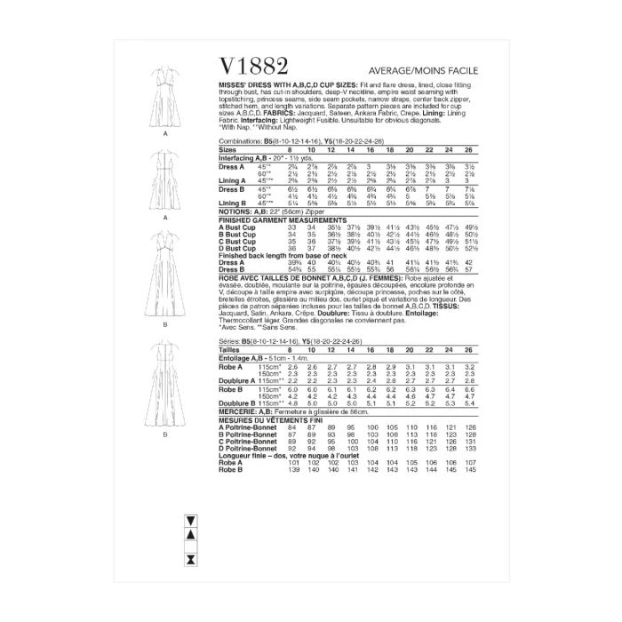 Vogue Sewing Pattern 1882 (B5) - Misses Dress 8-16