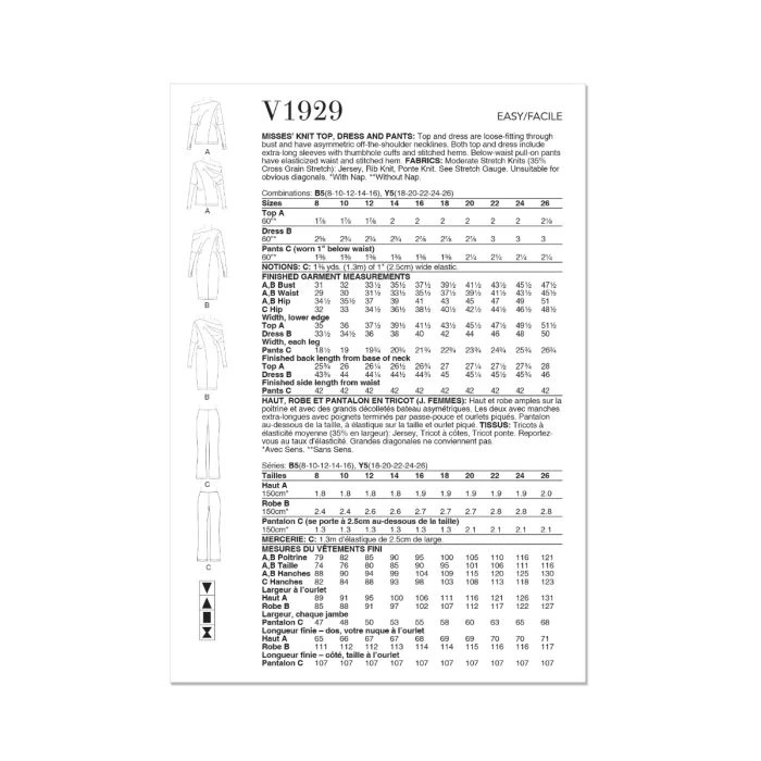 Vogue Sewing Pattern 1929 (Y5) - Top, Dress & Pants 18-26 - Image 5