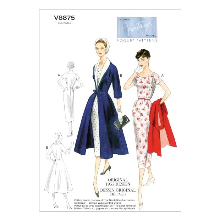 Vogue Sewing Pattern 8875 (F5) - Vintage Dress & Coat 16-24 V8875 16-24